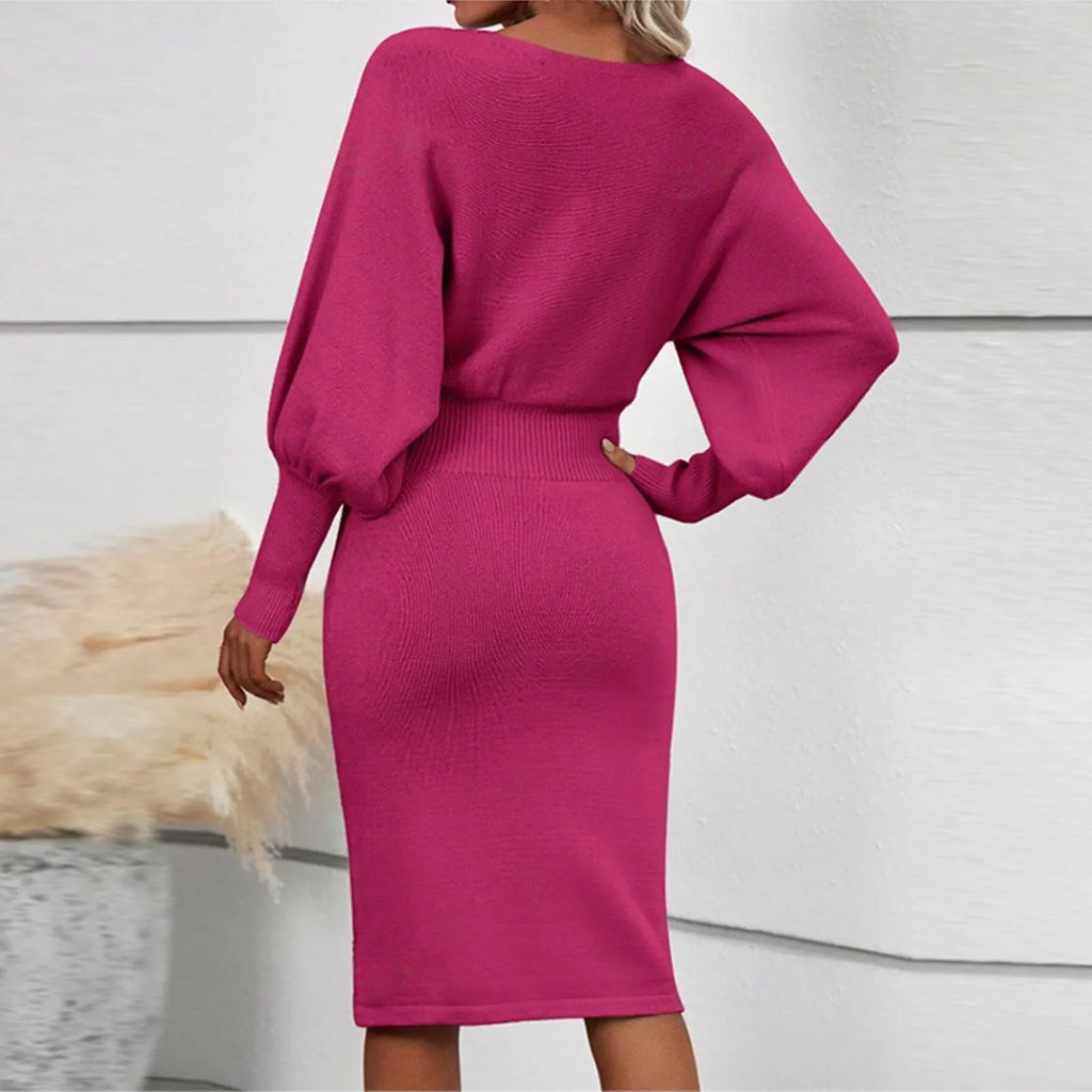 Women’s Batwing Sleeve Knit Midi Sweater Dress