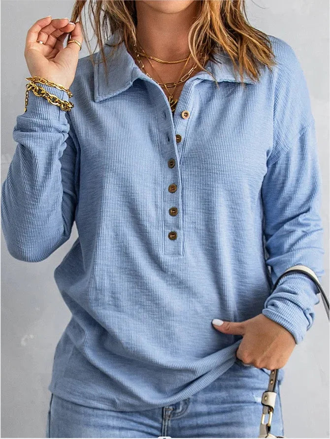 Women’s Breathable Cotton V-Neck Relaxed Shirt