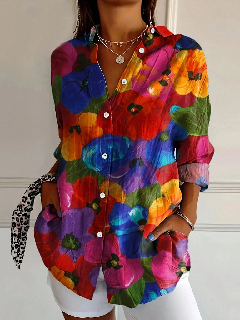 Women’s Colour Splash Pocket Shirt Blouse