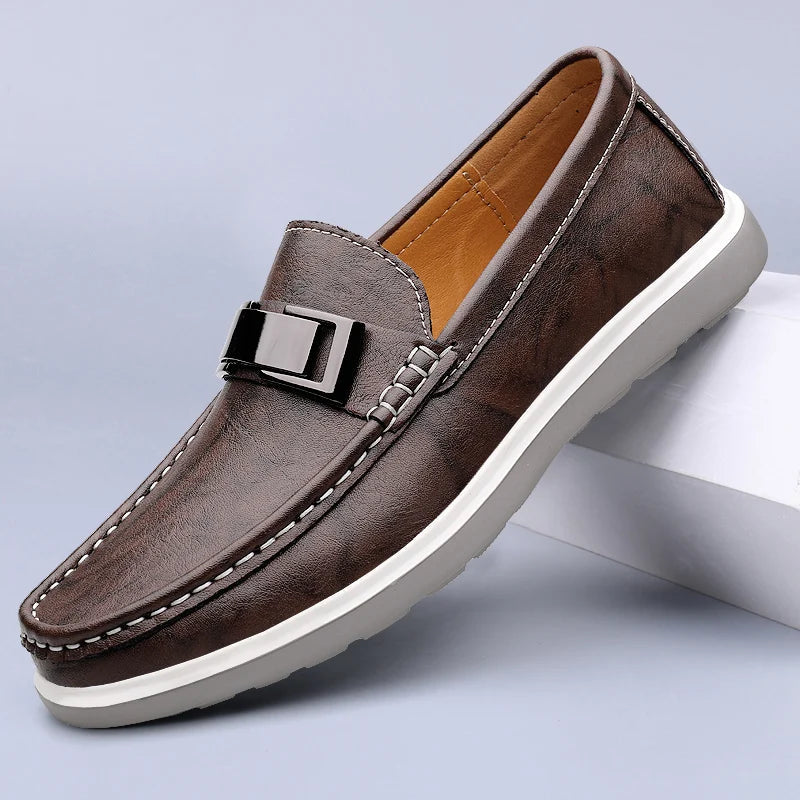 Embossed Leather Loafers