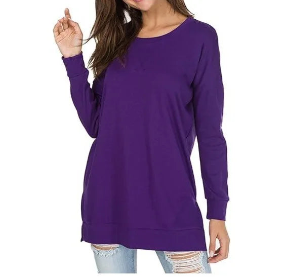 Women's Round Neck Casual Solid Colour Top