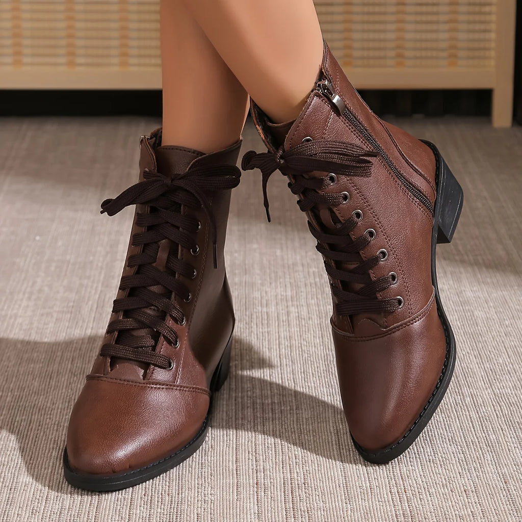 Women’s Chic Mid-Heel Combat Boots