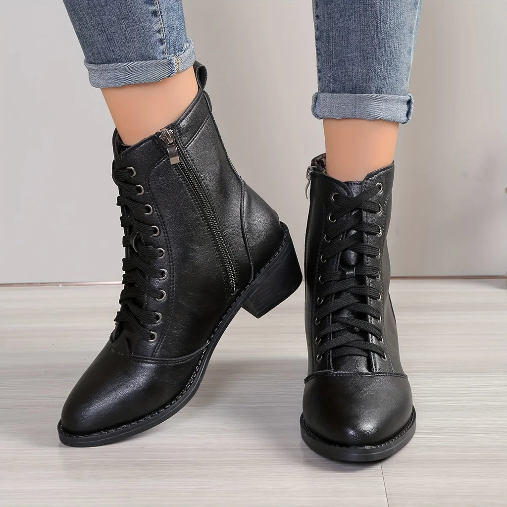 Women’s Chic Mid-Heel Combat Boots