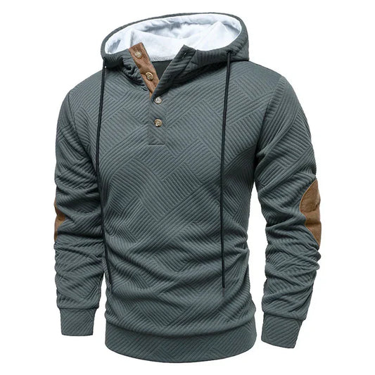 Men’s Hooded Casual Hoodie with Textured Panels