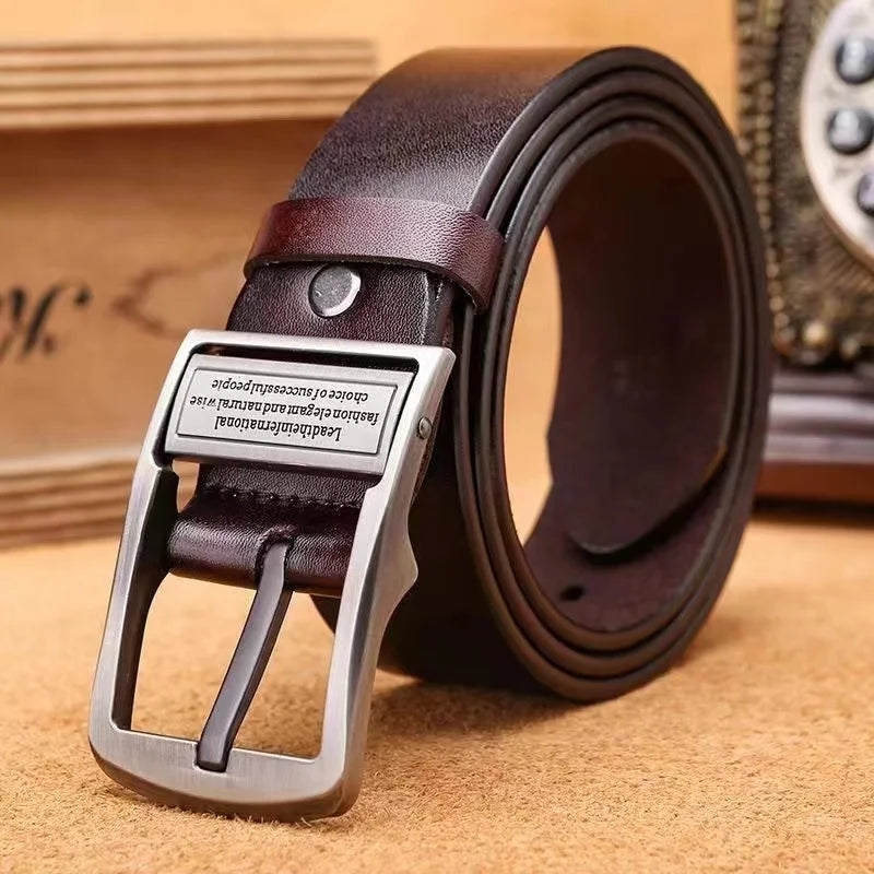 Men’s Classic Cowhide Pin Buckle Leather Belt