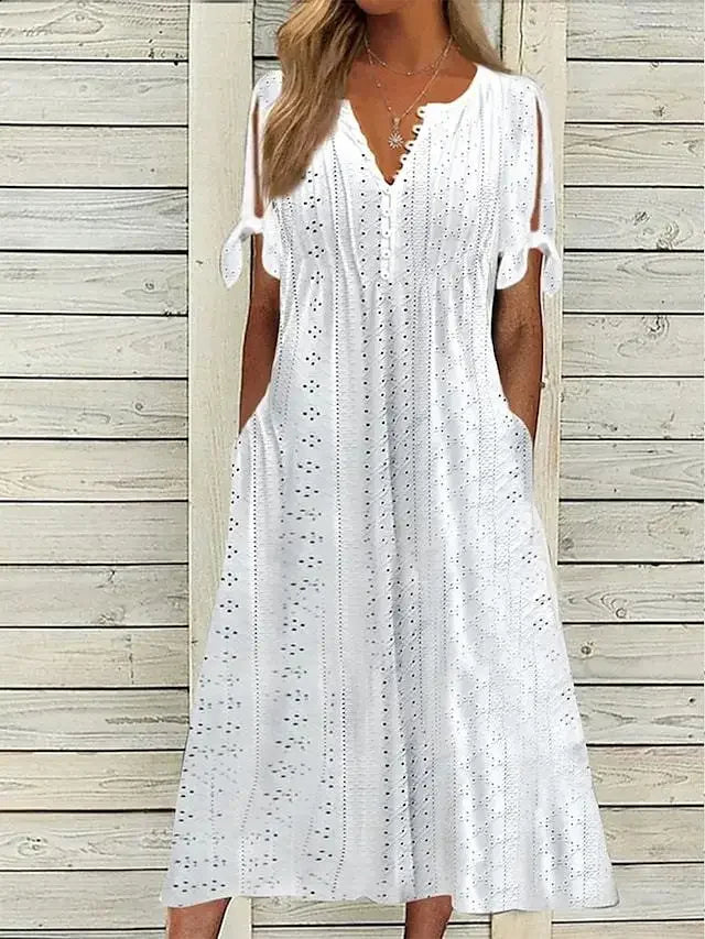 🌸 Broderie Elegance Midi Dress