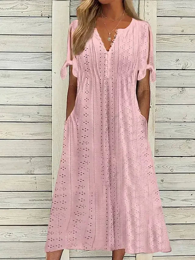 🌸 Broderie Elegance Midi Dress