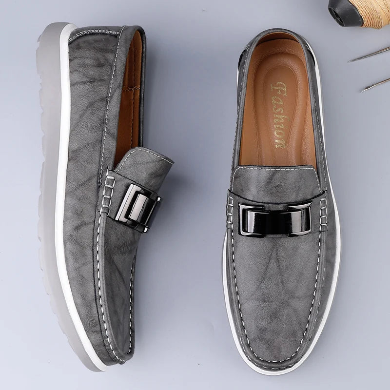 Embossed Leather Loafers