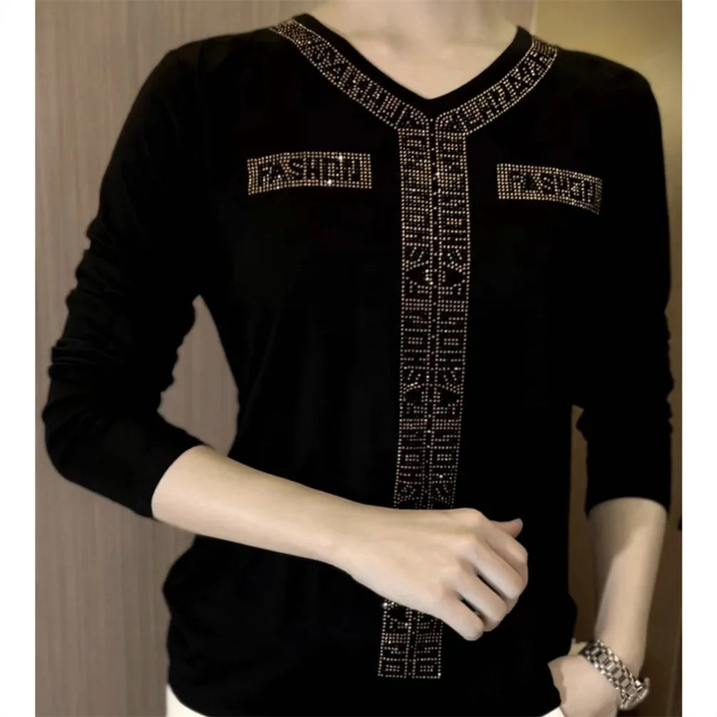 Velvet Luxe Rhinestone Long Sleeve Winter Top
