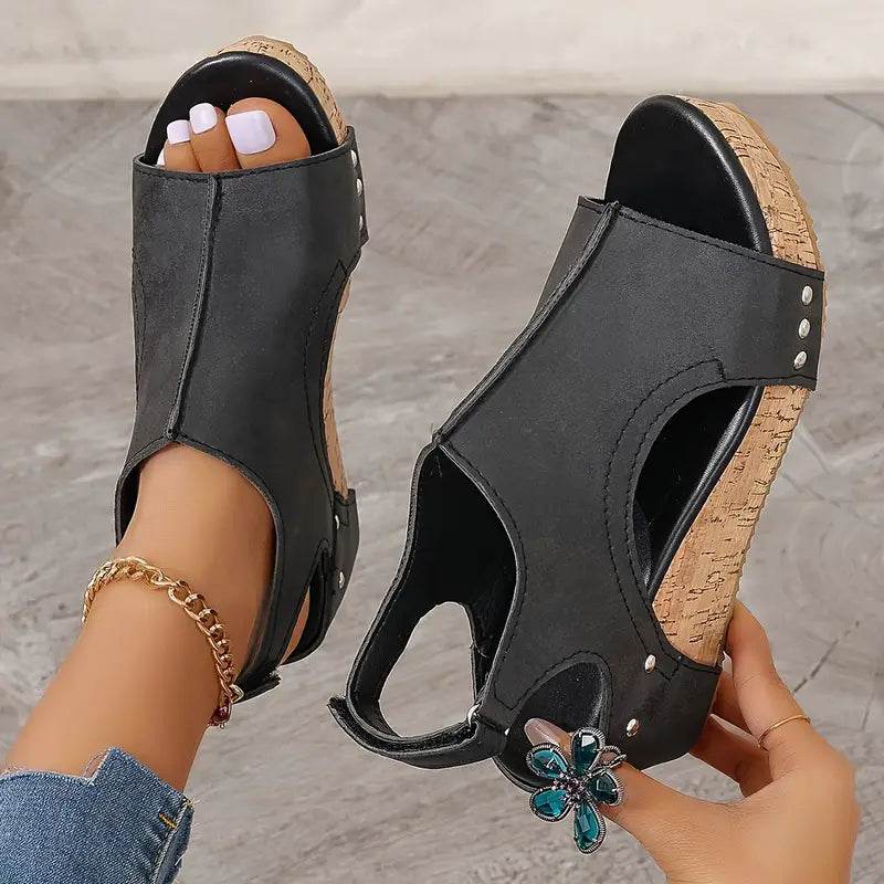 Peep Toe Retro Sandals