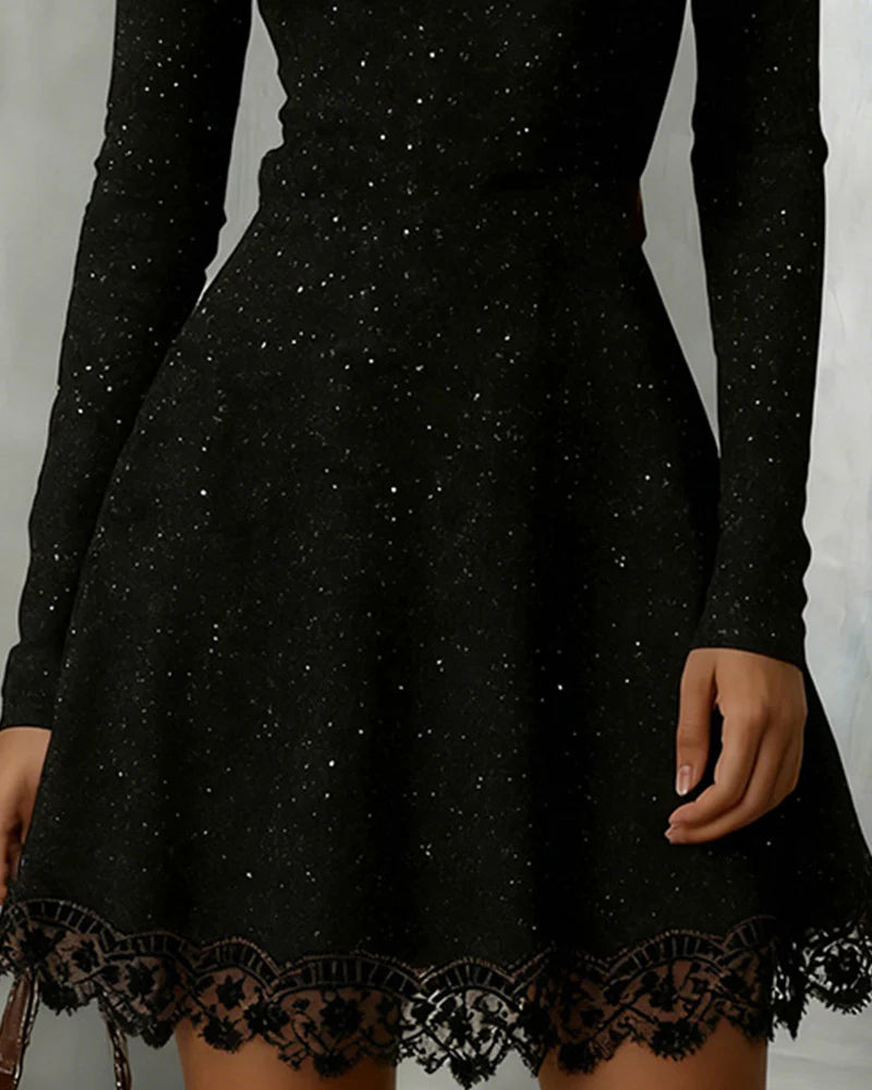 Women’s Sparkle Lace Off-Shoulder Mini Dress