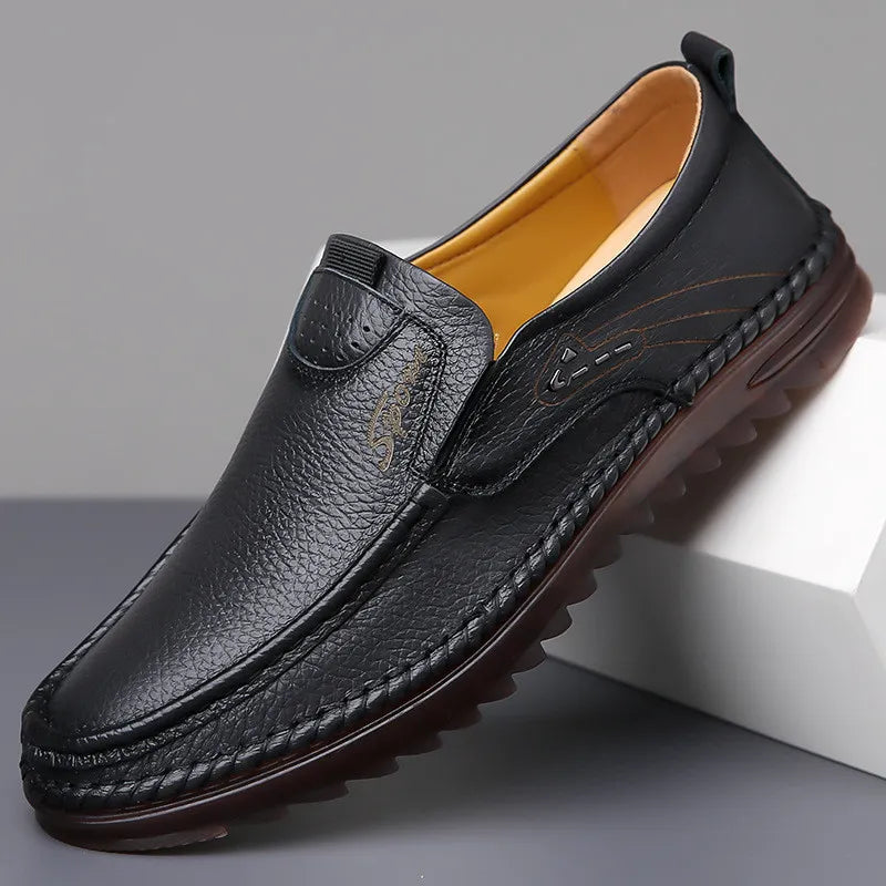 Men's Genuine Leather Soft Sole Non-Slip Arch Support Loafers