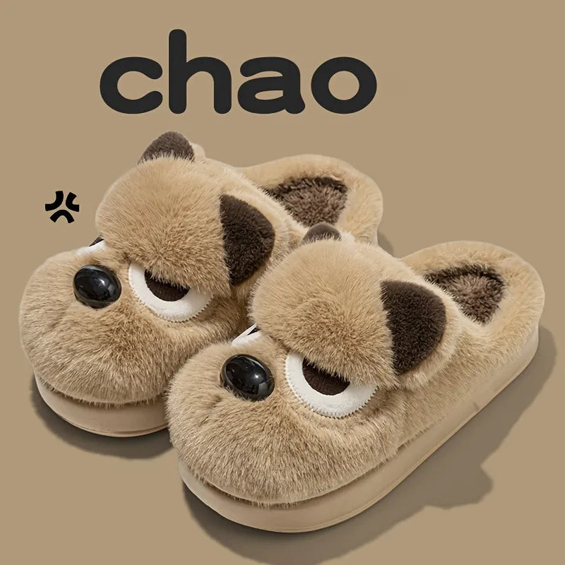 Women’s Puppy Plush Thick-Sole Winter Slippers