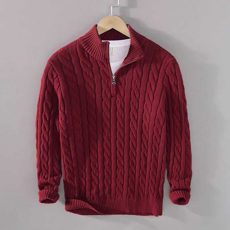 Men's Quarter-Zip Knitted Sweater