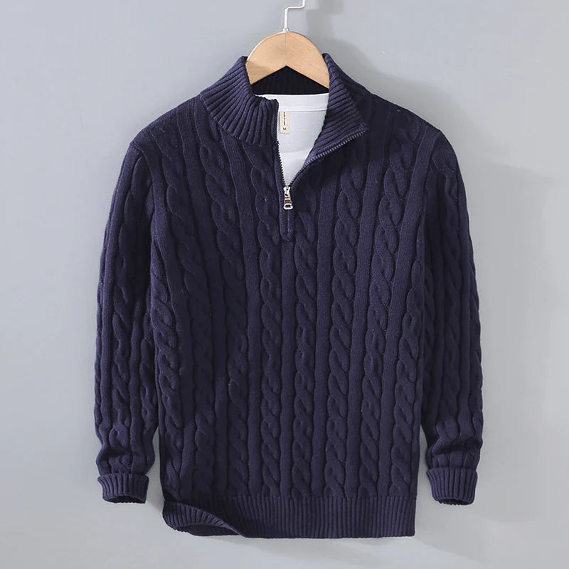 Men's Quarter-Zip Knitted Sweater