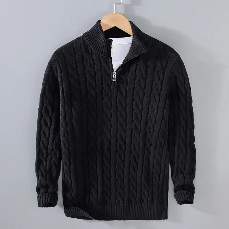 Men's Quarter-Zip Knitted Sweater