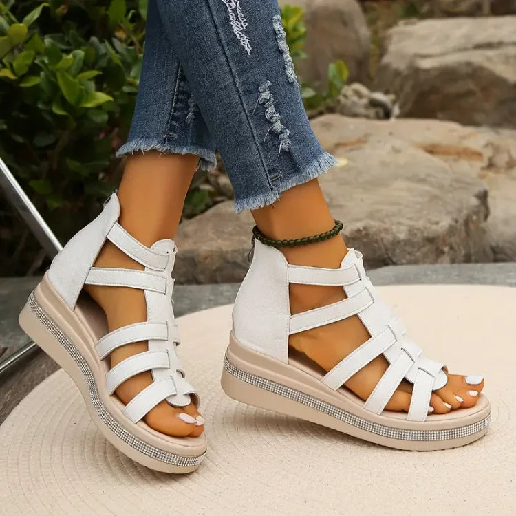 Rhinestone Decor Wedge Sandals