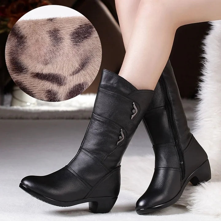 Women’s Trendy Casual PU Leather Black Boots