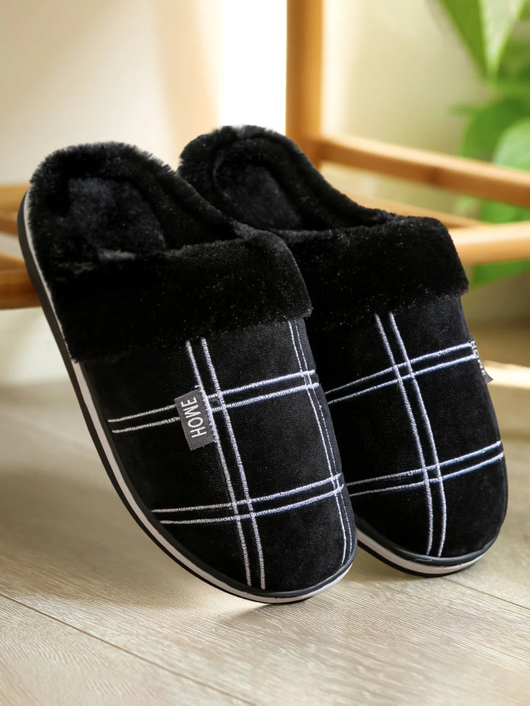 Men's Plaid Comfort House Slippers