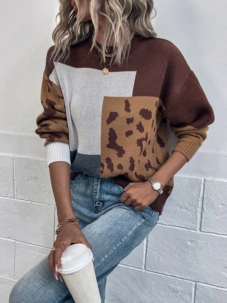 Bold Patchwork Knit Sweater