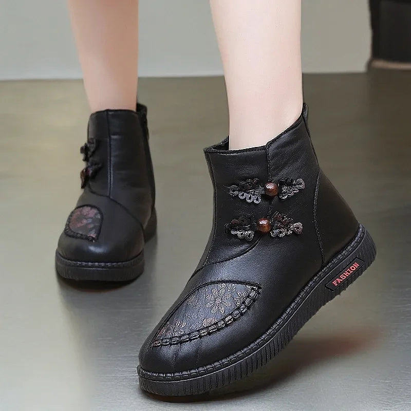 Women’s Floral Detail Side Zip Ankle Boots