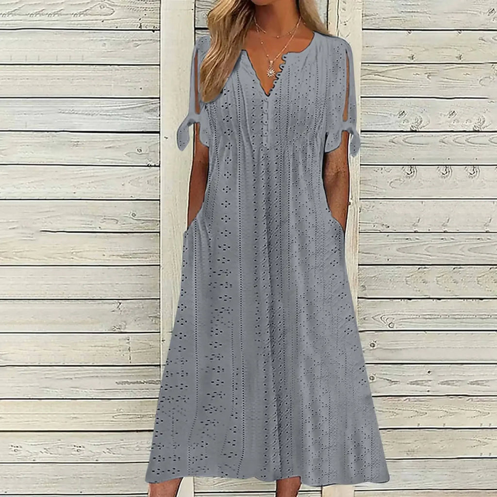 🌸 Broderie Elegance Midi Dress