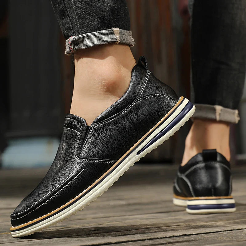 Men’s Split-Leather Slip-On Driving Loafers