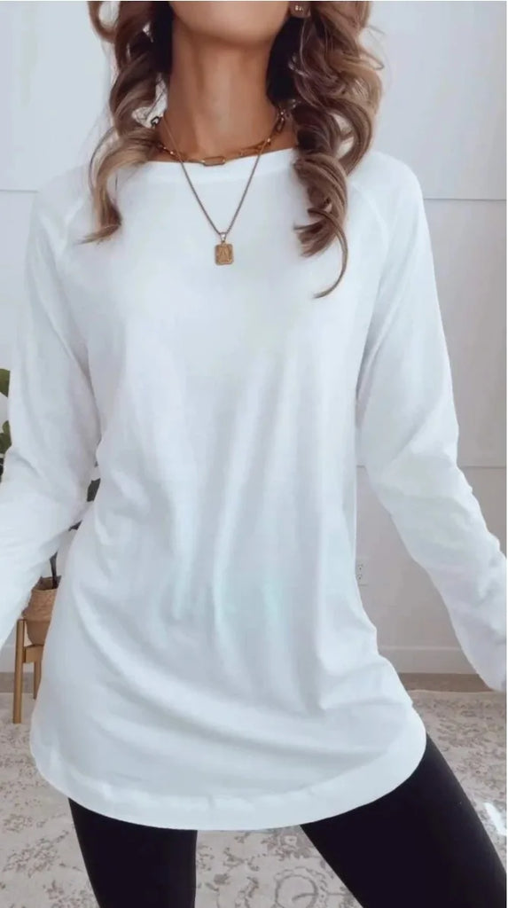 Women's Round Neck Casual Solid Colour Top