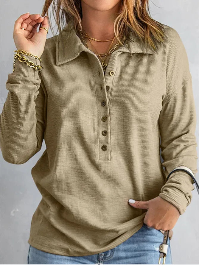 Women’s Breathable Cotton V-Neck Relaxed Shirt