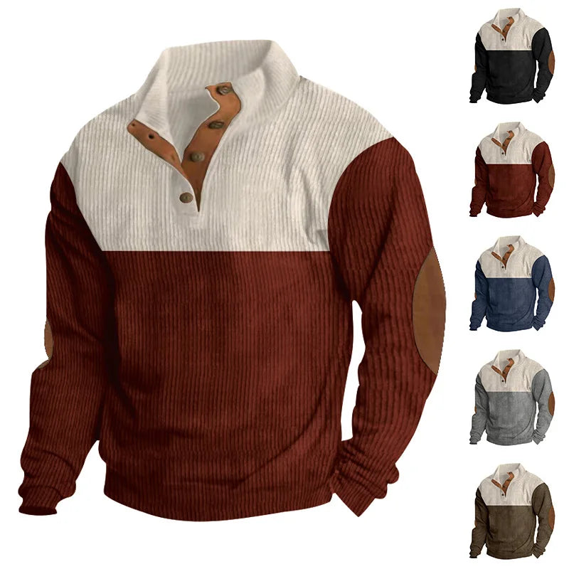 Men’s Colour Block Corduroy Sweatshirt