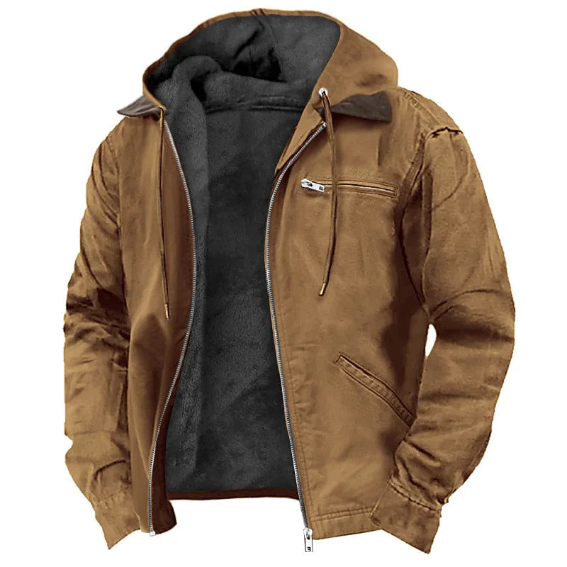 Men’s Wind-Resistant Fleece-Lined Hooded Zip Jacket