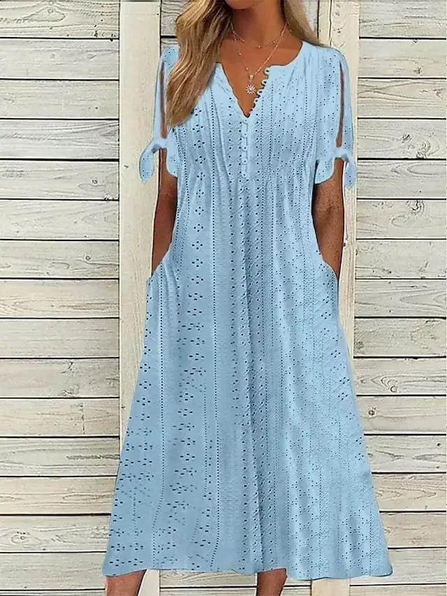 🌸 Broderie Elegance Midi Dress