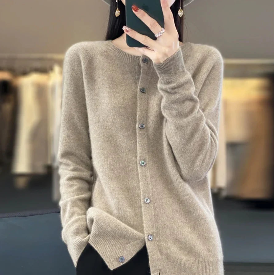 Women’s Premium Soft Wool Button-Up Layered Knitwear Sweater