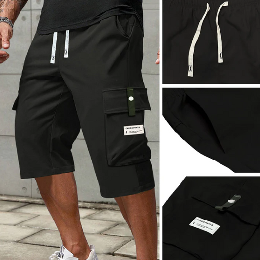 Men’s Drawstring Knee-Length Cargo Shorts