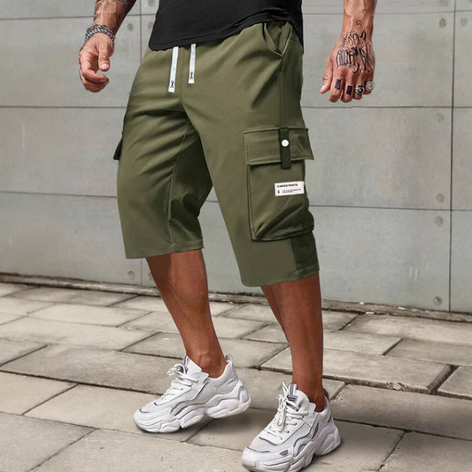 Men’s Drawstring Knee-Length Cargo Shorts