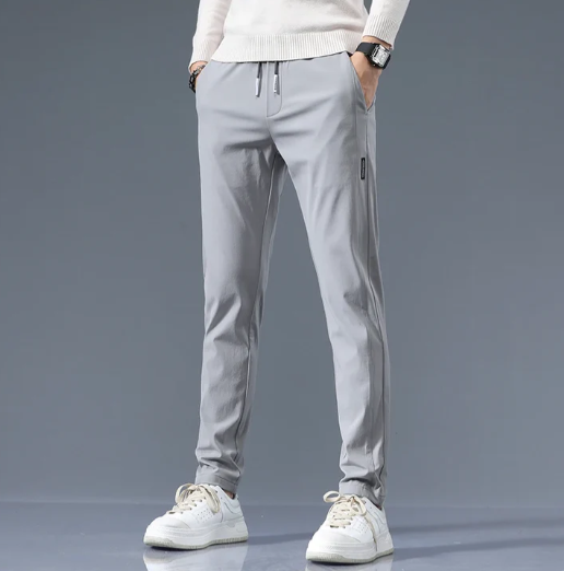 Men’s Slim Straight Cotton Blend Trousers