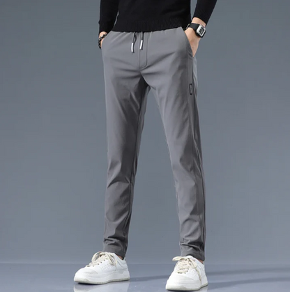 Men’s Slim Straight Cotton Blend Trousers