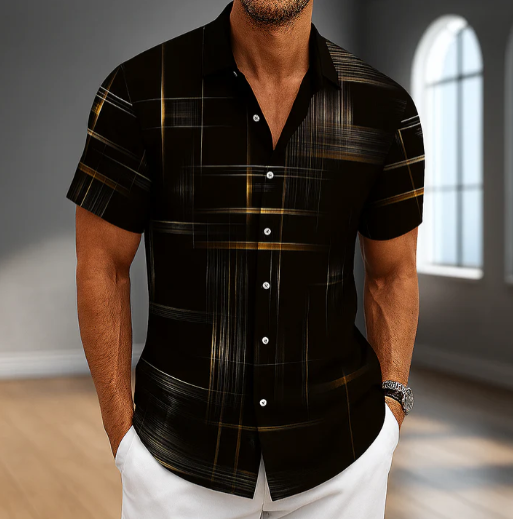 Men’s Lightweight Silk Blend Button-Up Shirt