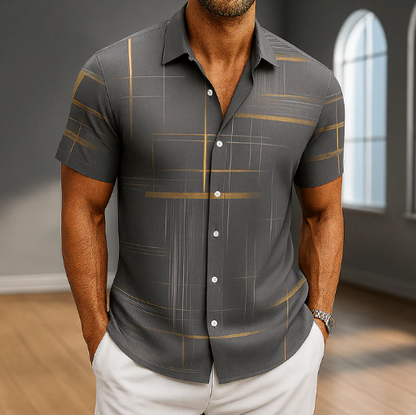 Men’s Lightweight Silk Blend Button-Up Shirt