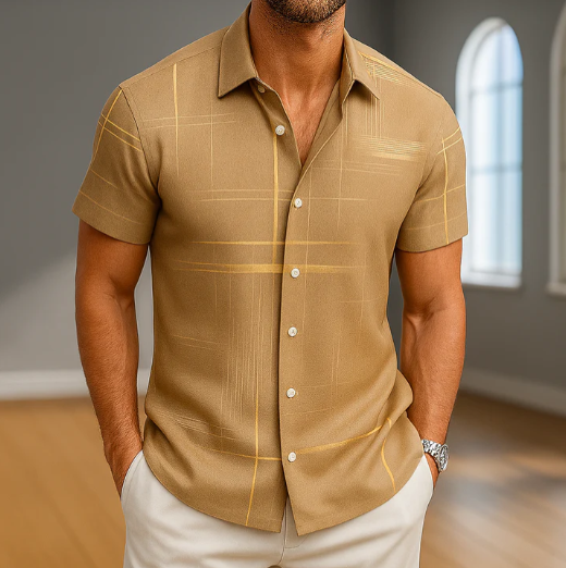 Men’s Lightweight Silk Blend Button-Up Shirt