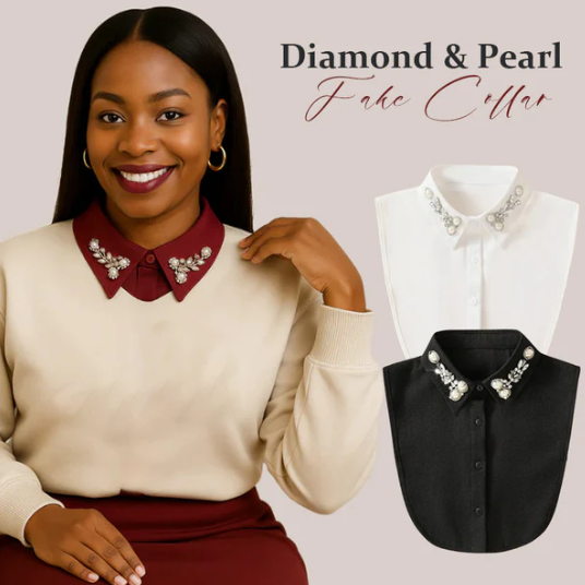 Women’s Detachable Pearl and Crystal Shirt Collar