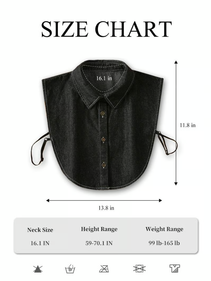 Denim Detachable Collar Insert