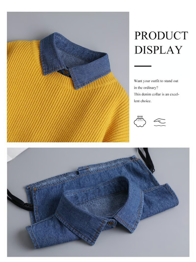 Denim Detachable Collar Insert