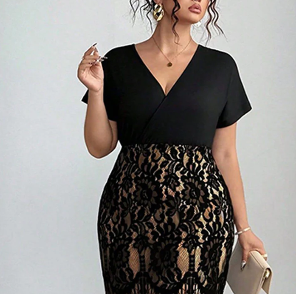 Women’s Casual V-Neck Waist-Defined Dress