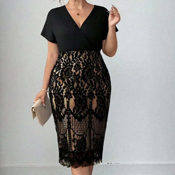 Women’s Casual V-Neck Waist-Defined Dress