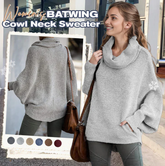 Women’s Batwing Cowl Neck Knit Sweater
