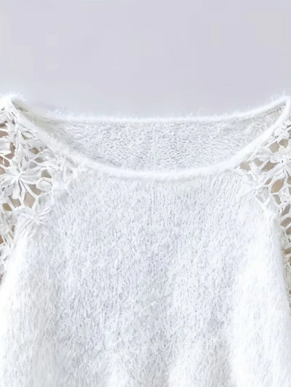 Women’s Off-Shoulder Open-Knit Lace Sweater