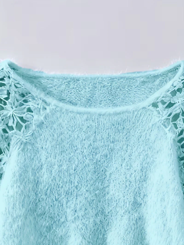 Women’s Off-Shoulder Open-Knit Lace Sweater
