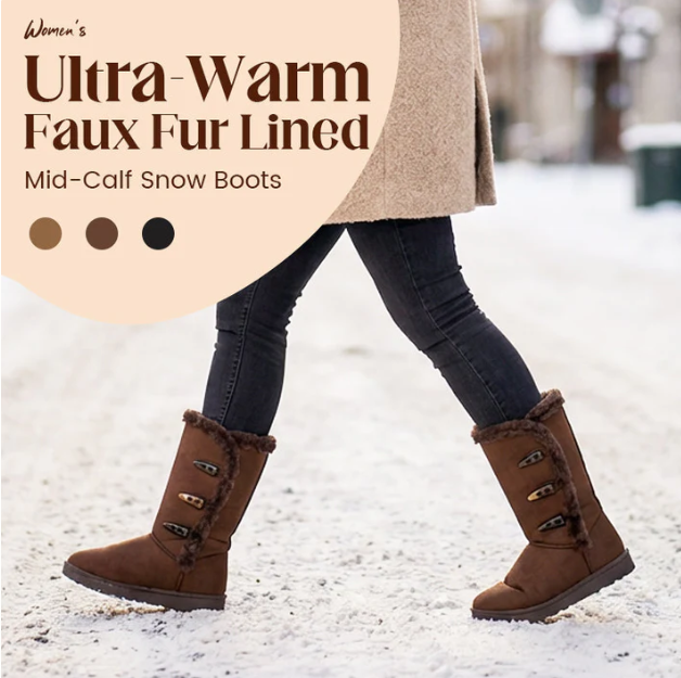 Women’s Ultra-Warm Faux Fur Lined Toggle Mid-Calf Snow Boots