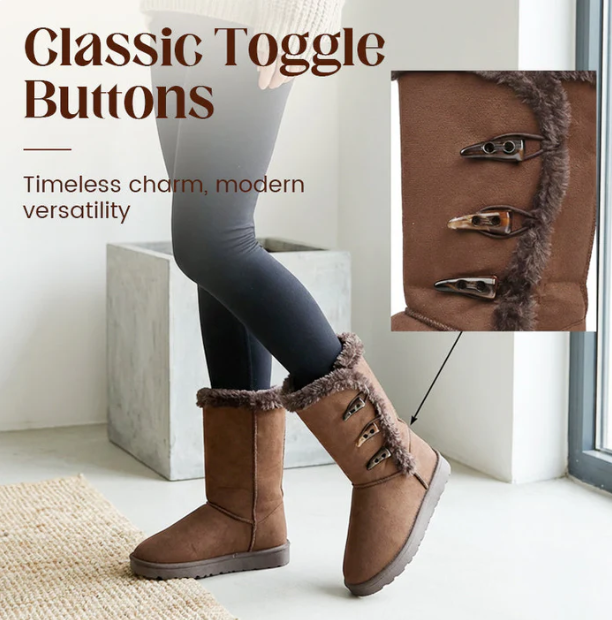 Women’s Ultra-Warm Faux Fur Lined Toggle Mid-Calf Snow Boots